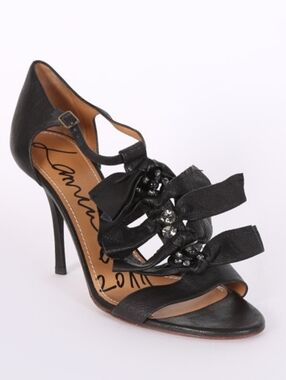 Lanvin black leather platform sandals 38